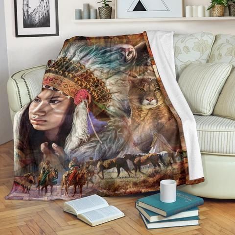Native American Woman Sherpa Fleece Blanket