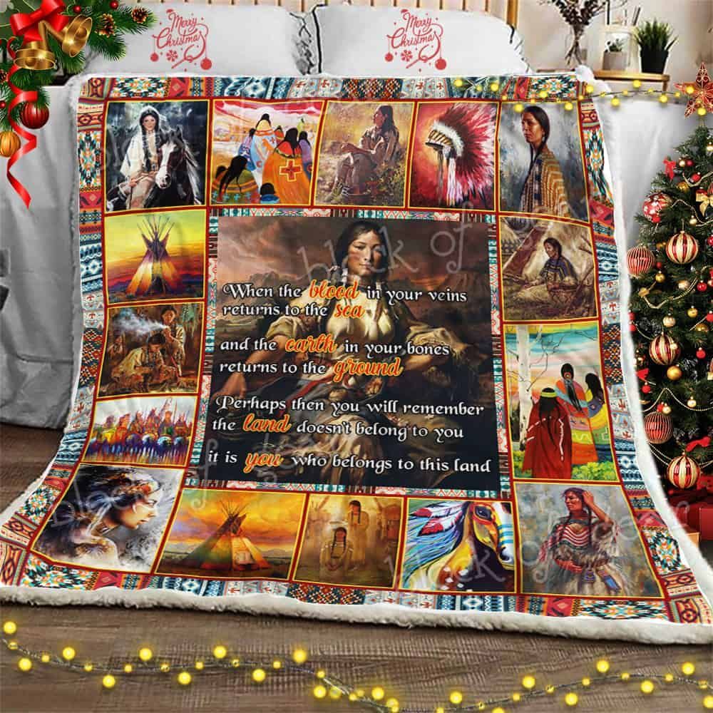 Native American Women Sherpa Fleece Blanket