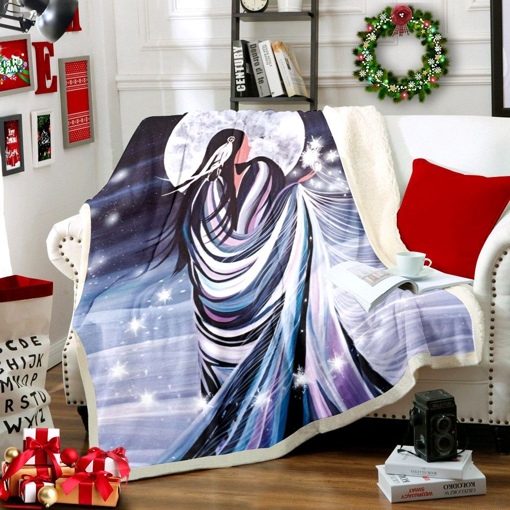 Native American Women Sherpa Fleece Blanket