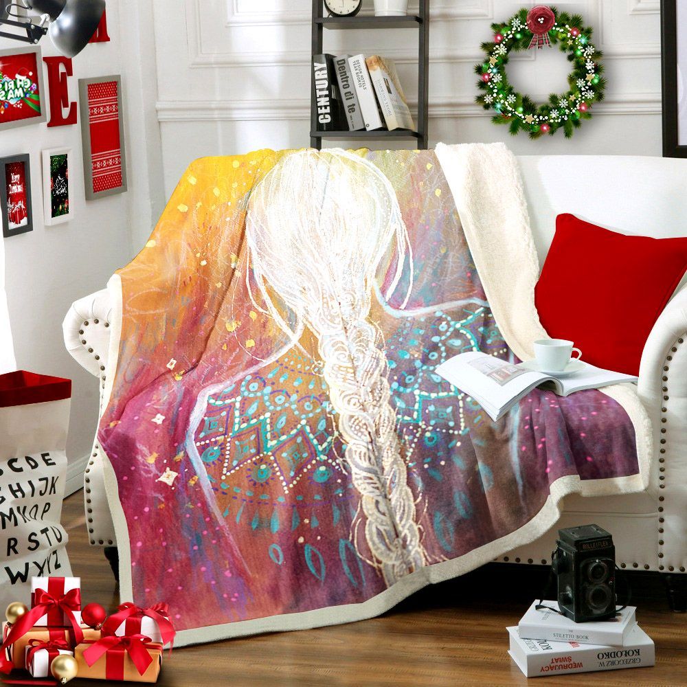 Native American Women Sherpa Fleece Blanket