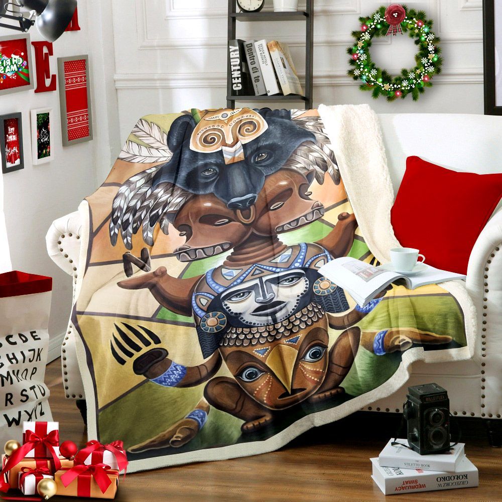 Native Americans Sherpa Fleece Blanket