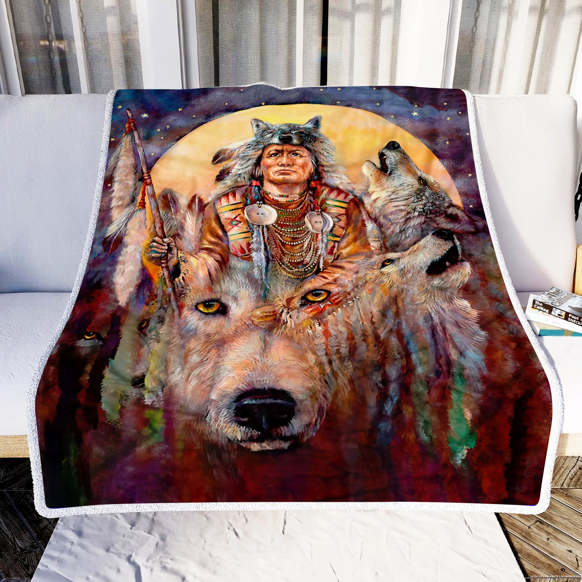 Native Americans Sherpa Fleece Blanket