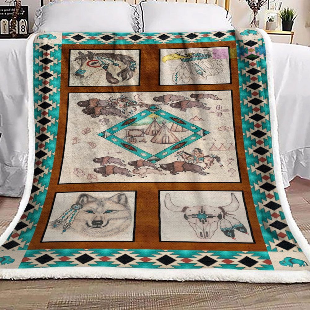 Native Animals Sherpa Fleece Blanket