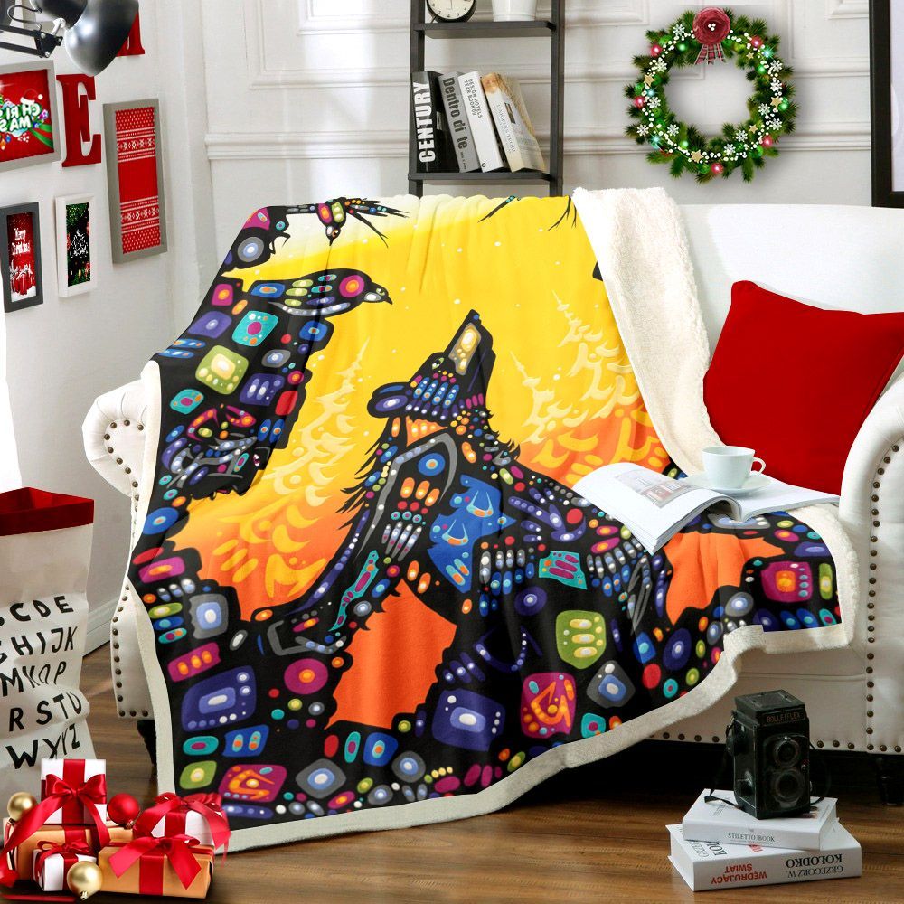 Native Bear Sherpa Fleece Blanket