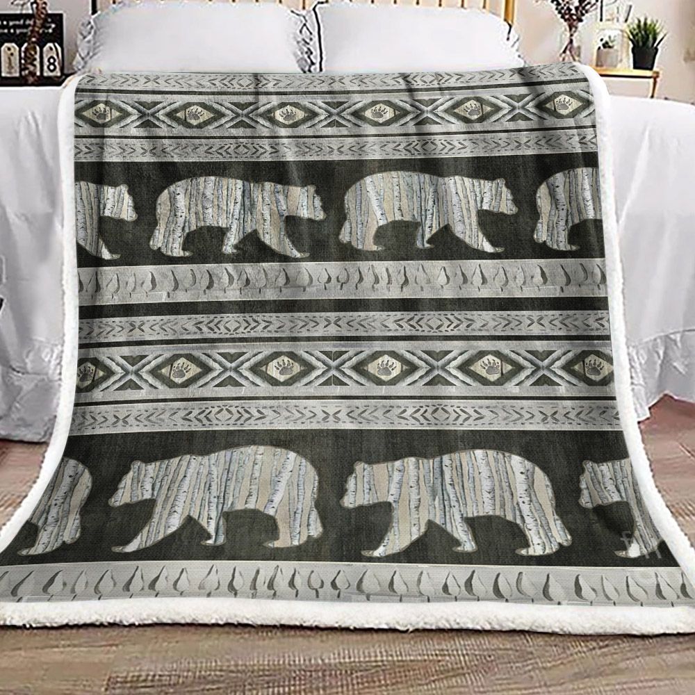 Native Bear Sherpa Fleece Blanket