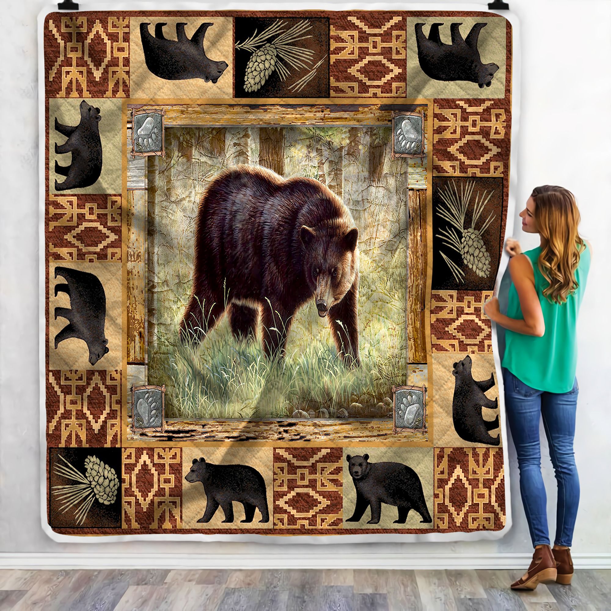 Native Bear Fleece Blanket