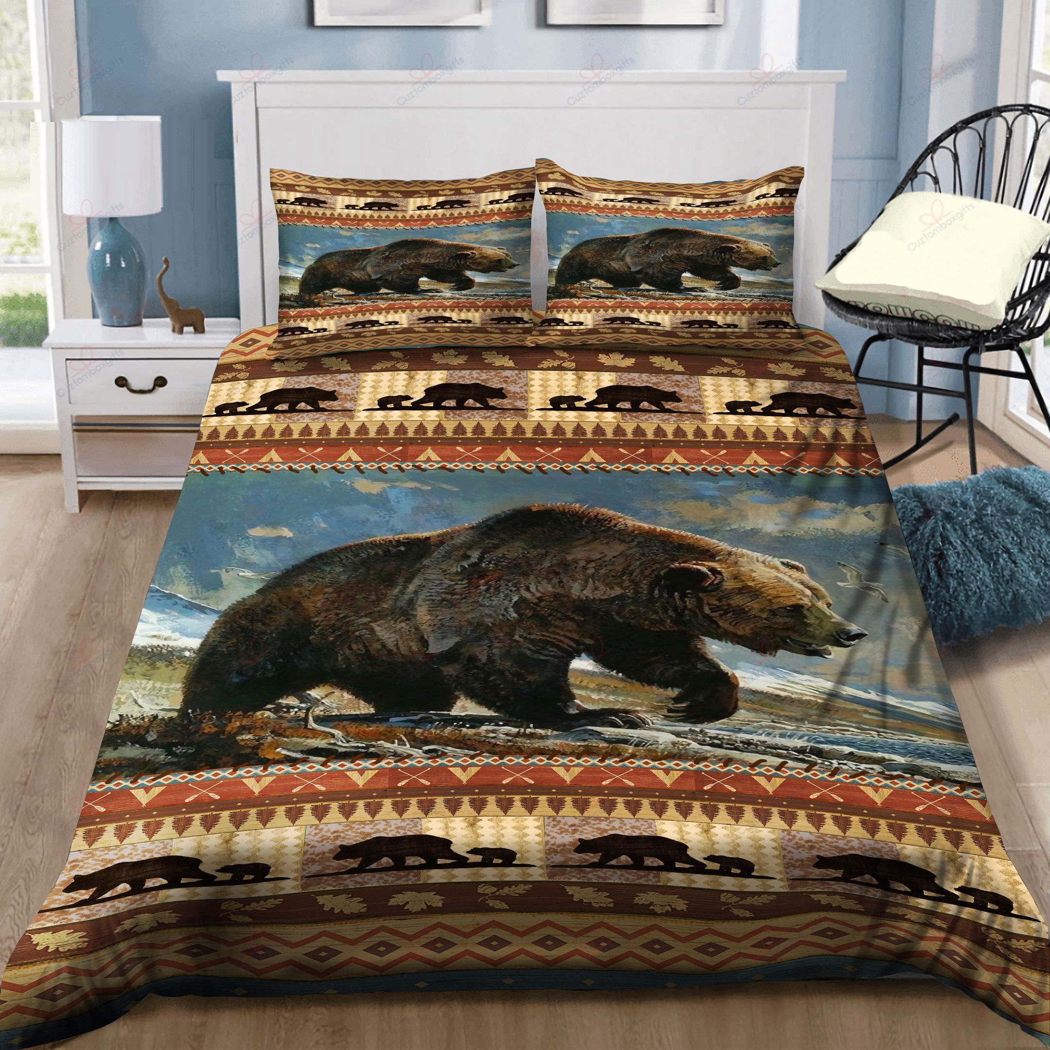 Native Bear Pattern Bedding Set