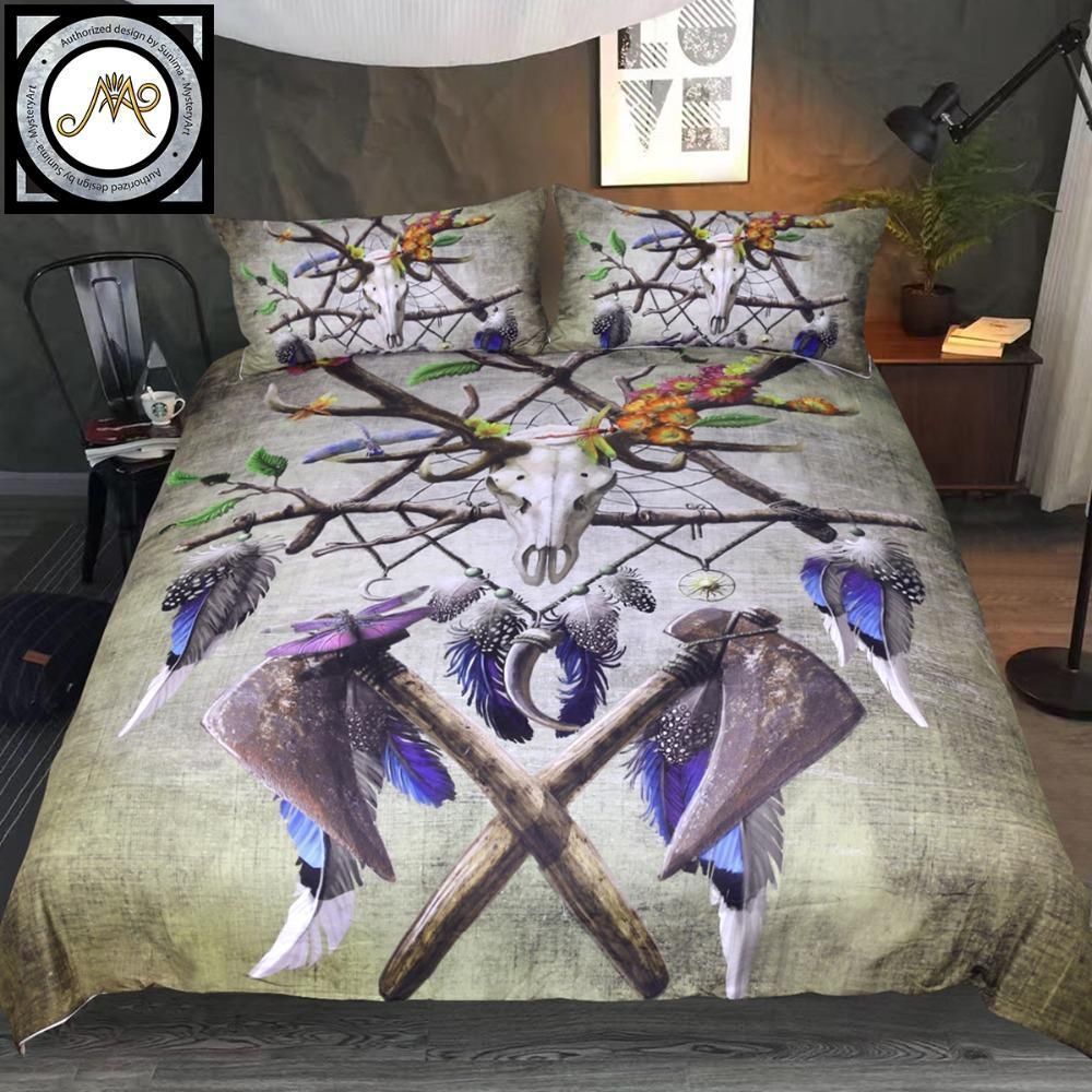 Native Bison Skull Picture Bedding Set