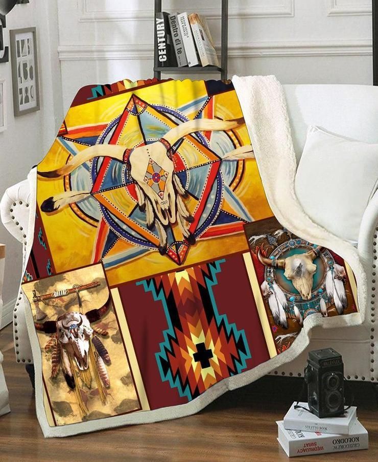 Native Buffalo Sherpa Fleece Blanket
