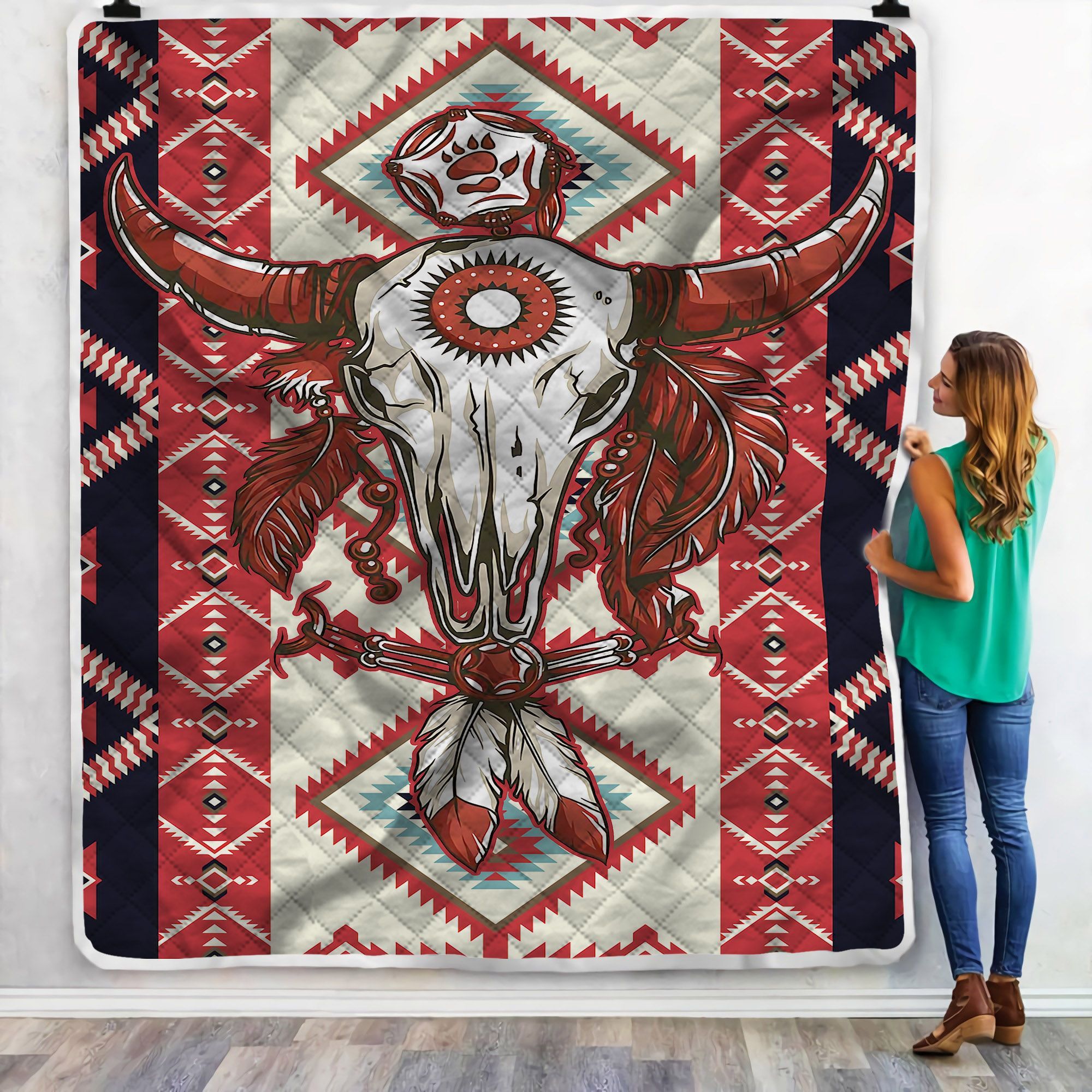 Native Buffalo Sherpa Fleece Blanket