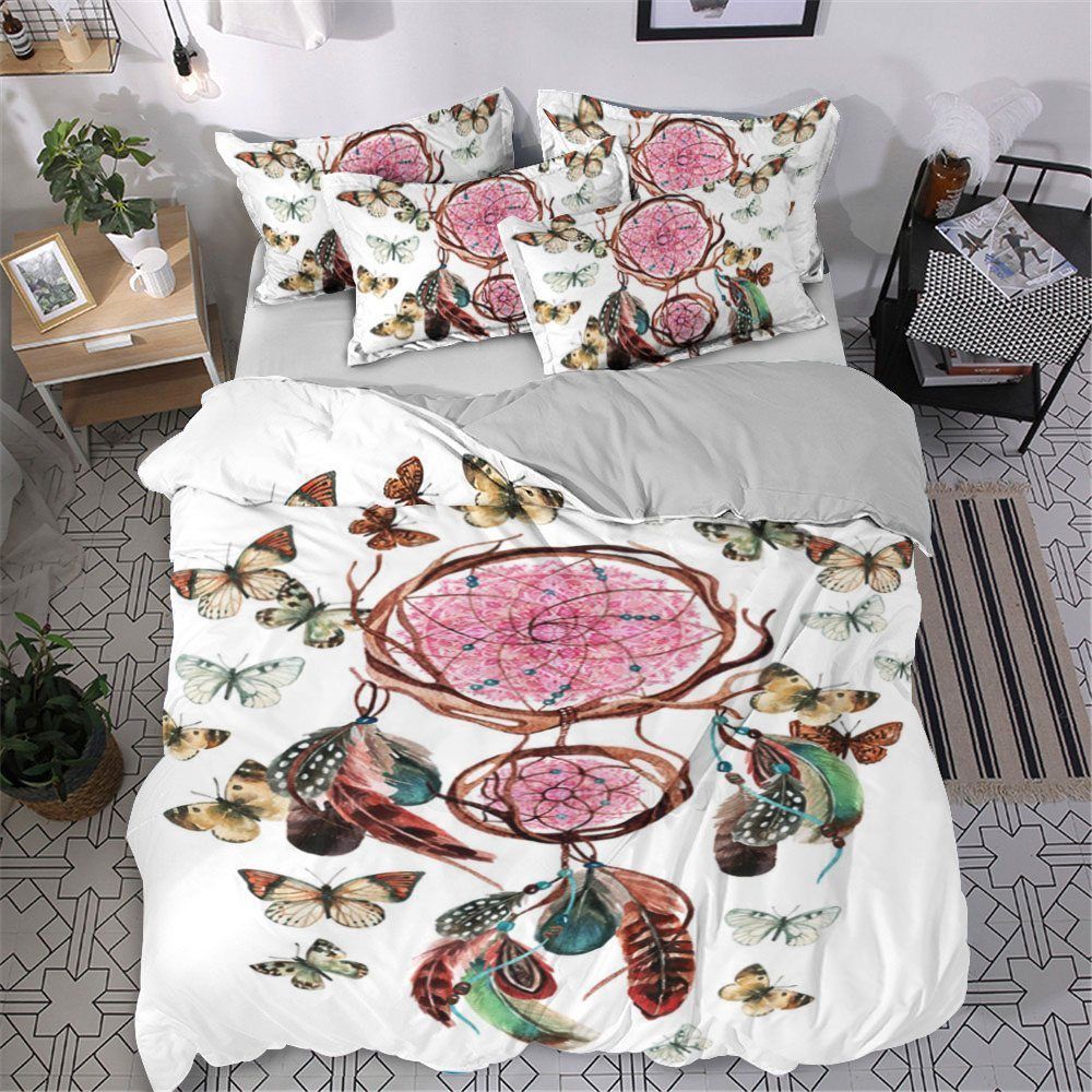 Native Butterfly Cotton Bed Sheets Spread Comforter Bedding Set