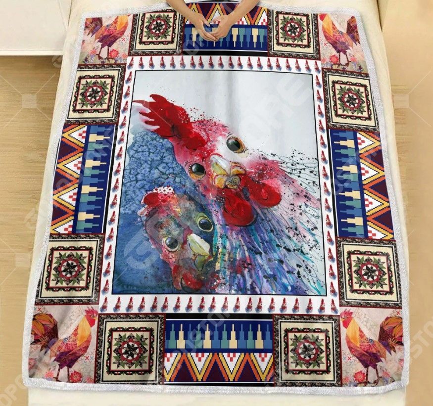 Native Chicken Sherpa Fleece Blanket
