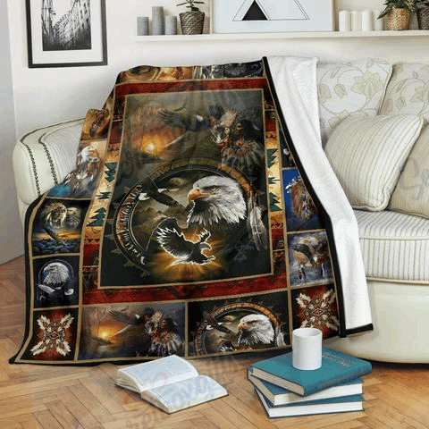 Native Eagles Pattern Fleece Blanket
