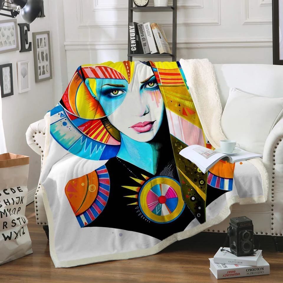 Native Girl Sherpa Fleece Blanket