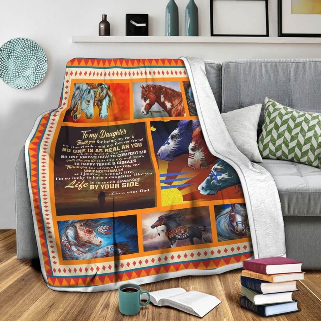 Native Horse Sherpa Fleece Blanket