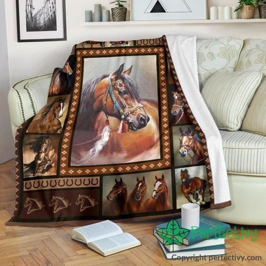 Native Horse Sherpa Fleece Blanket