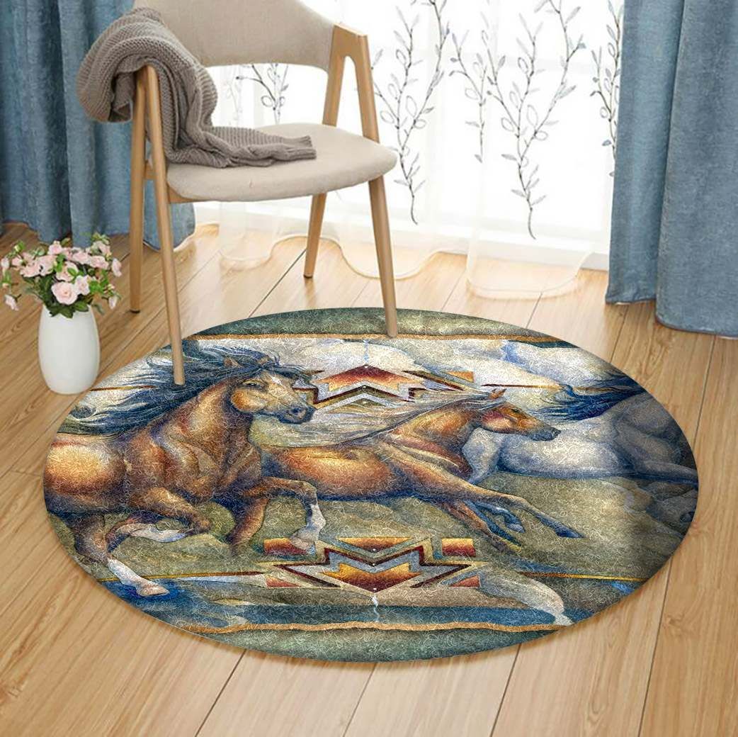Native Horse Round Carpet