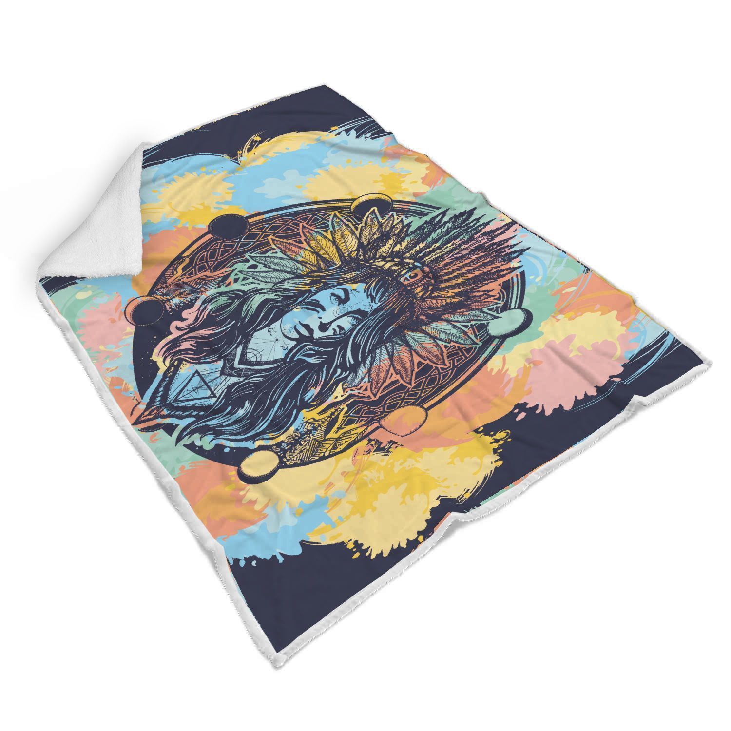 Native Indian Girl Sherpa Fleece Blanket