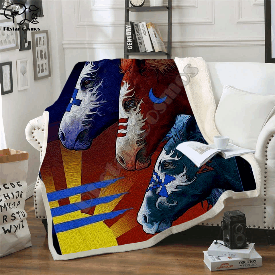 Native Indian Lakota Sherpa Fleece Blanket