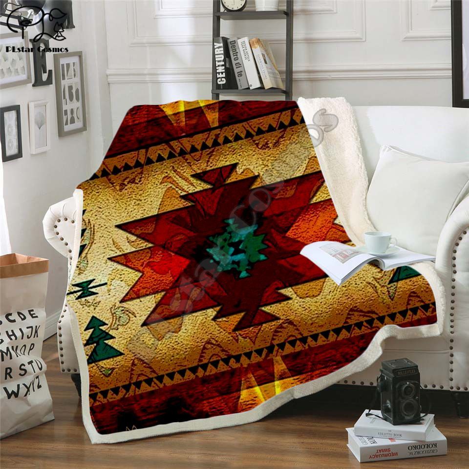 Native Indian Lakota Skull Buffalo Sherpa Fleece Blanket