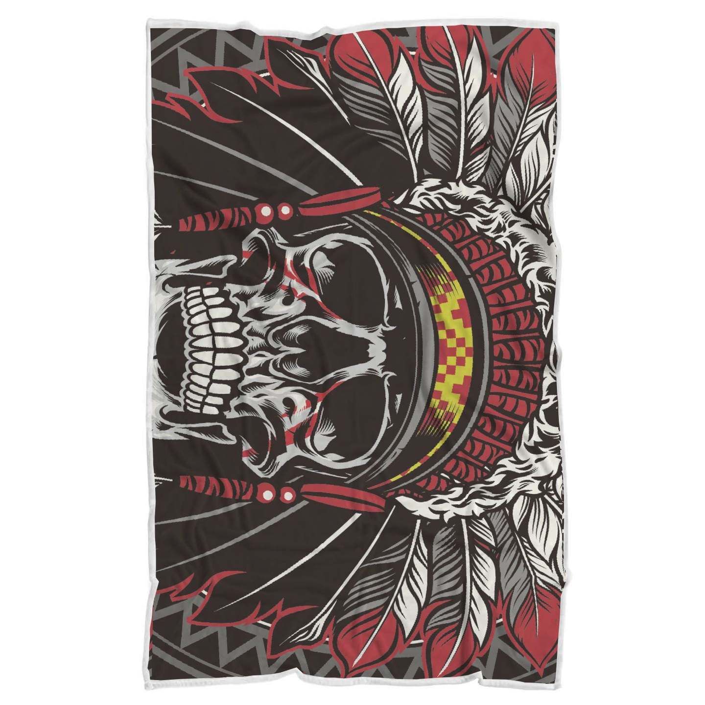 Native Indian Skull Sherpa Fleece Blanket