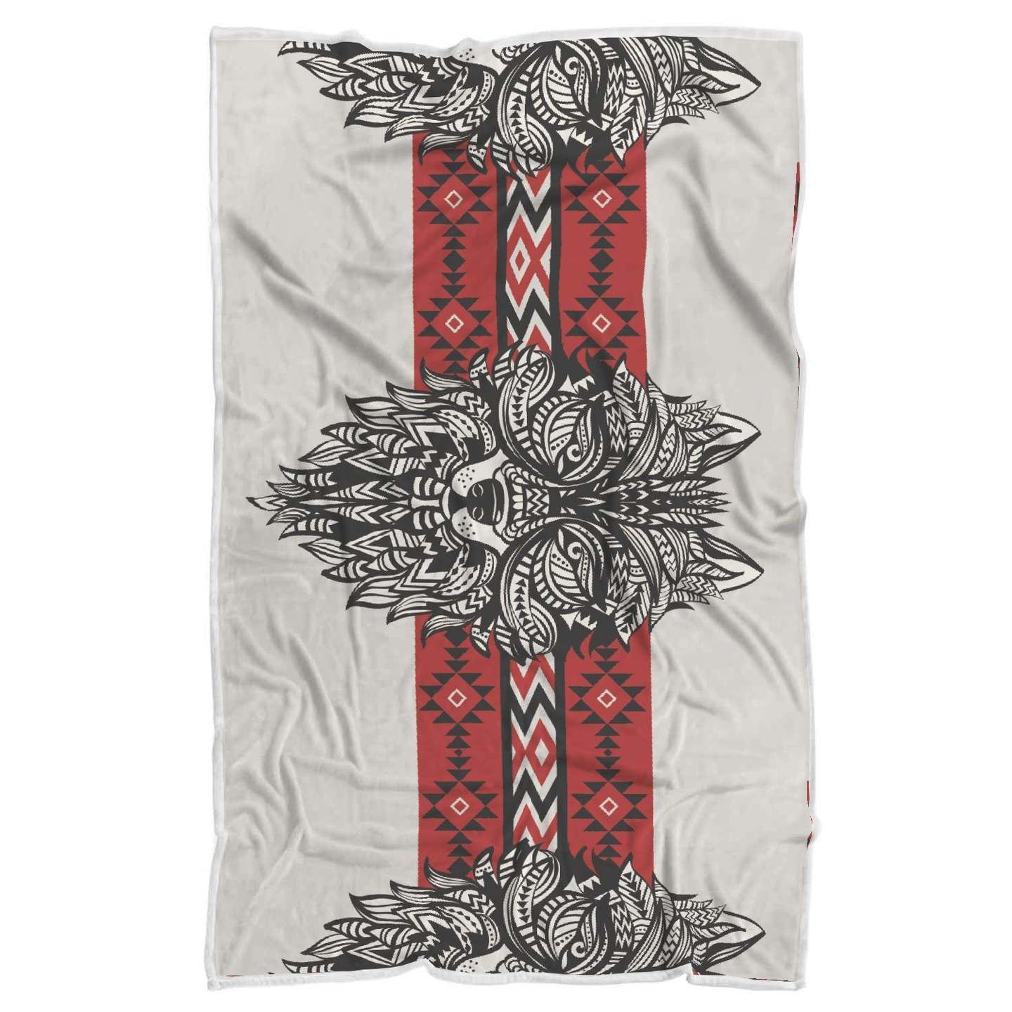 Native Indian Wolf Sherpa Fleece Blanket
