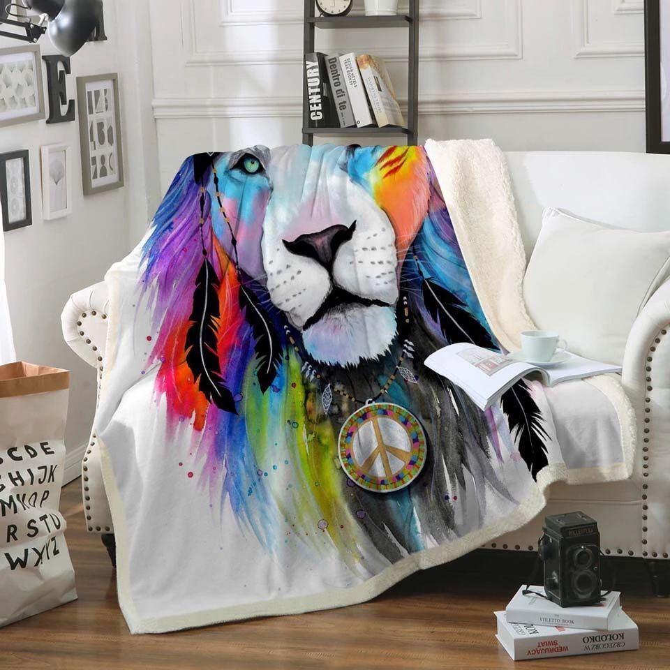 Native Lion Sherpa Fleece Blanket