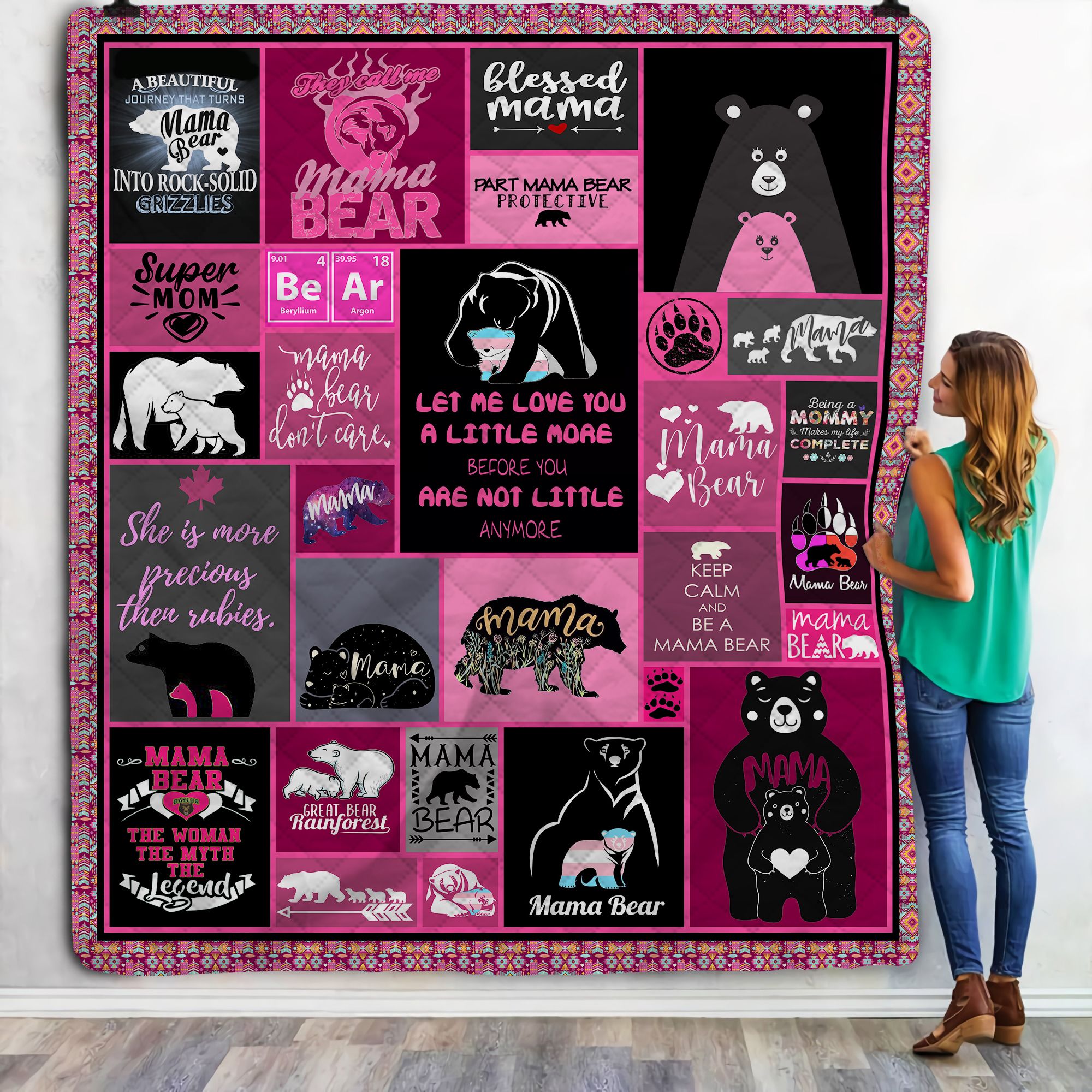 Native Mama Bear Fleece Blanket