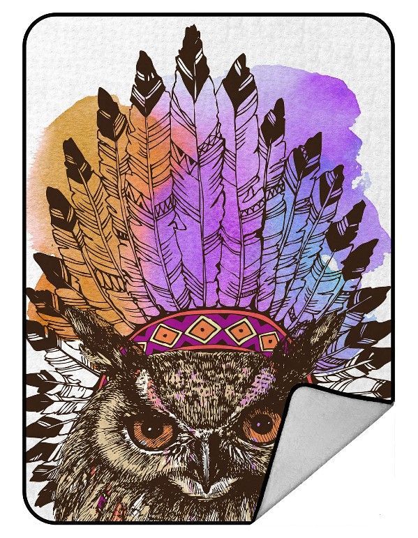 Native Owl Sherpa Fleece Blanket