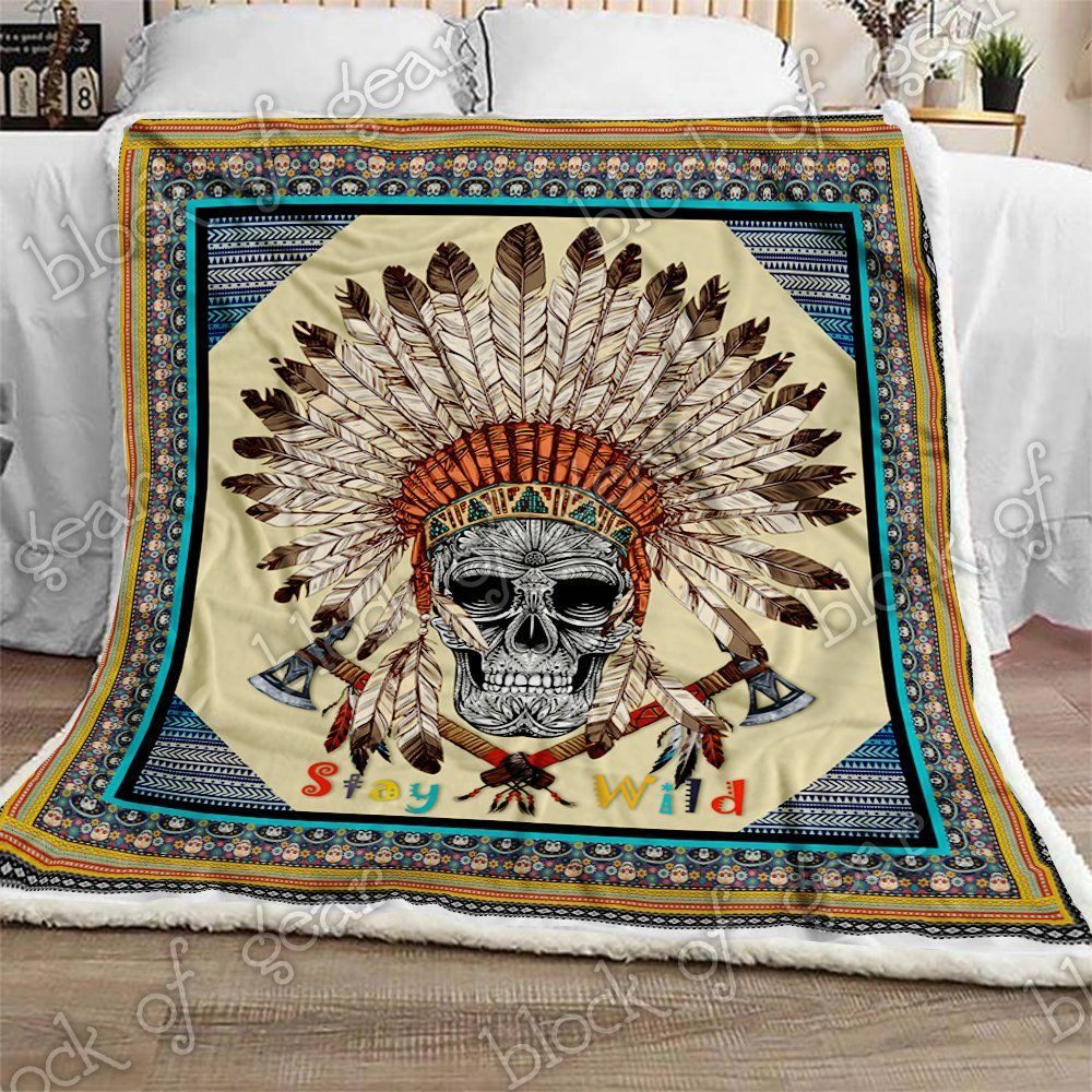 Native Skull Sherpa Fleece Blanket