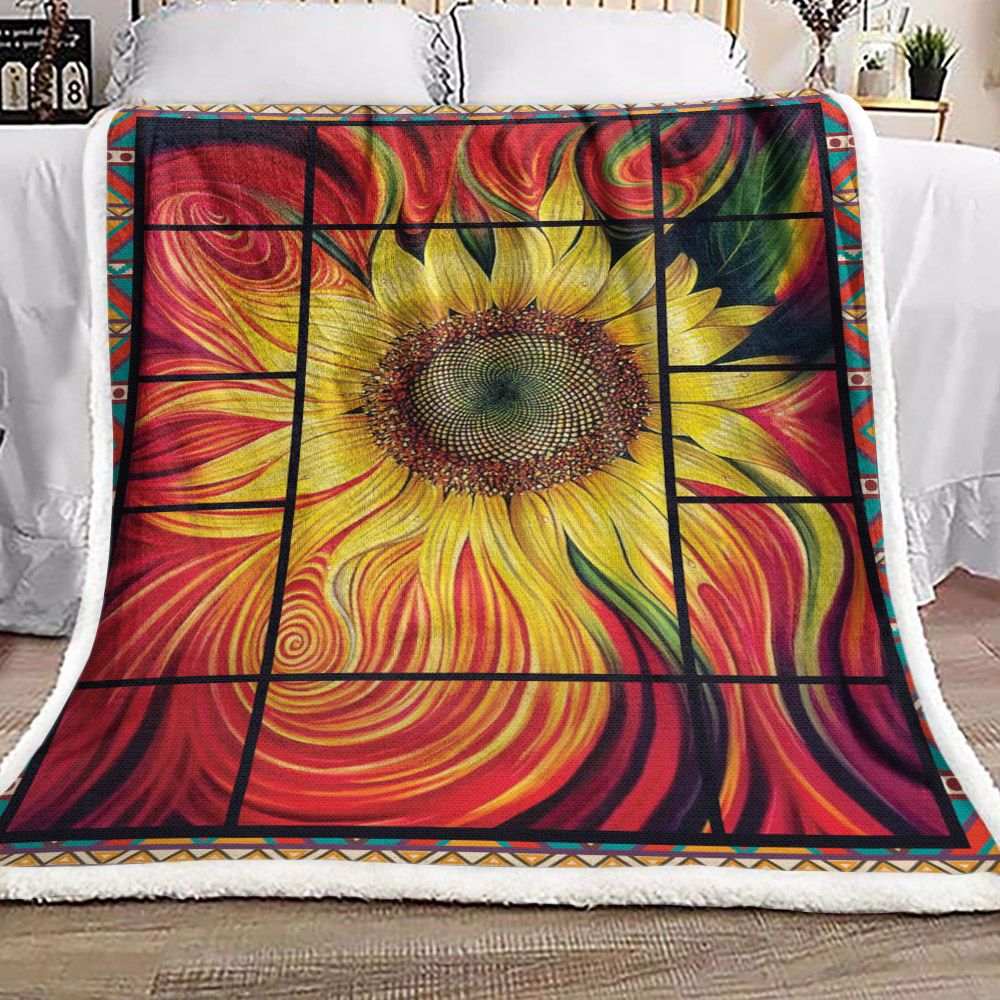 Native Sunflower Sherpa Fleece Blanket