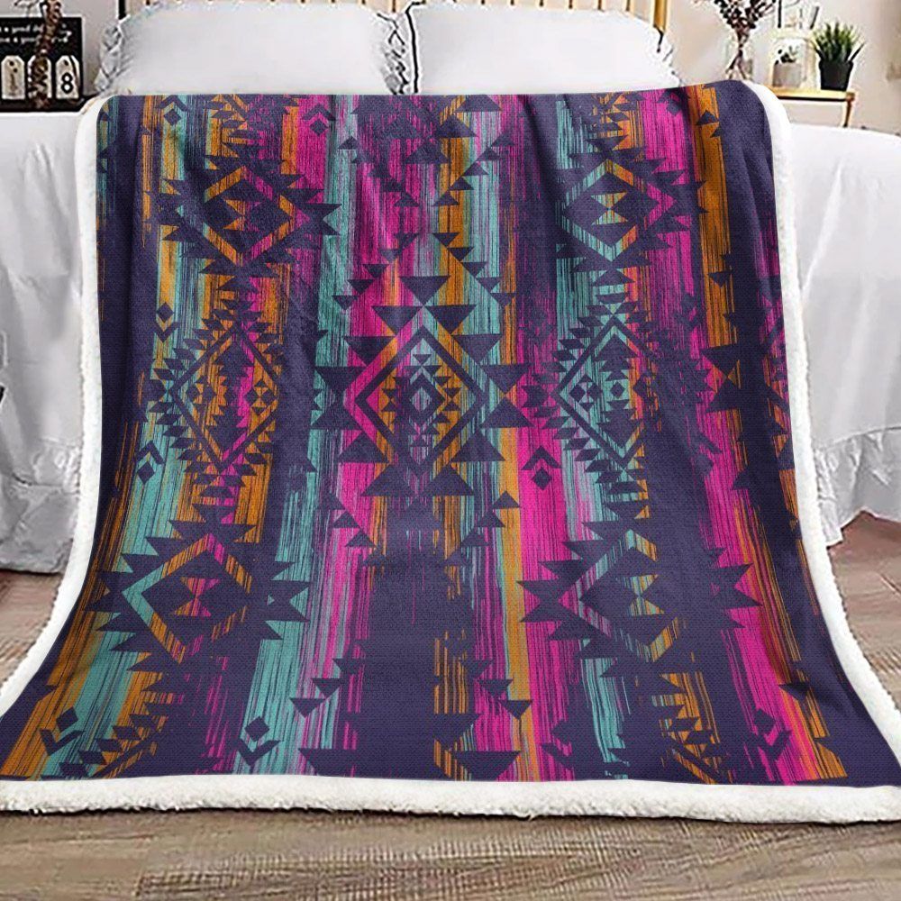 Native Tribal Aztec Sherpa Fleece Blanket