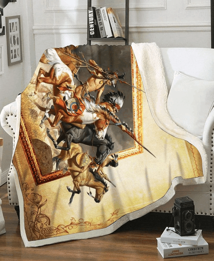 Native Warriors Sherpa Fleece Blanket