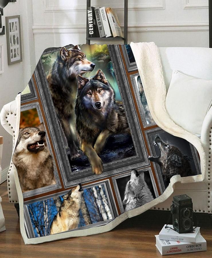 Native Wolf Sherpa Fleece Blanket