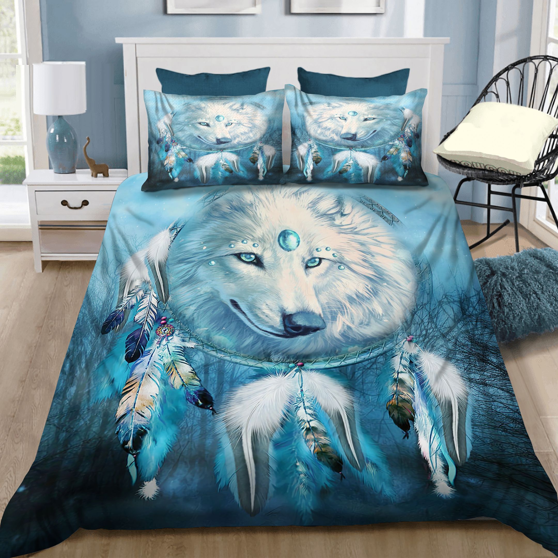 Native Wolf Dreamcatcher Bedding Set