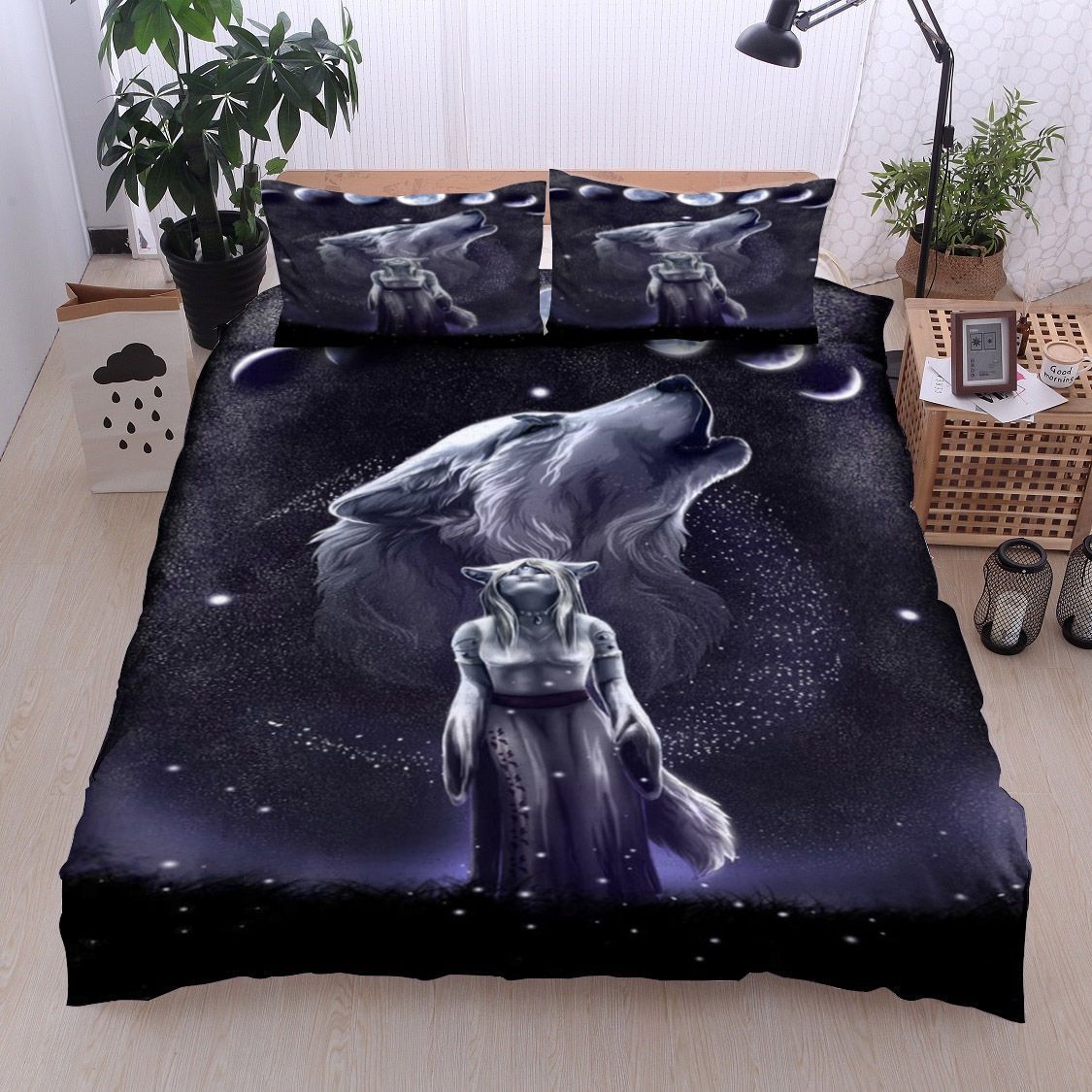 Native Wolf Bedding Set