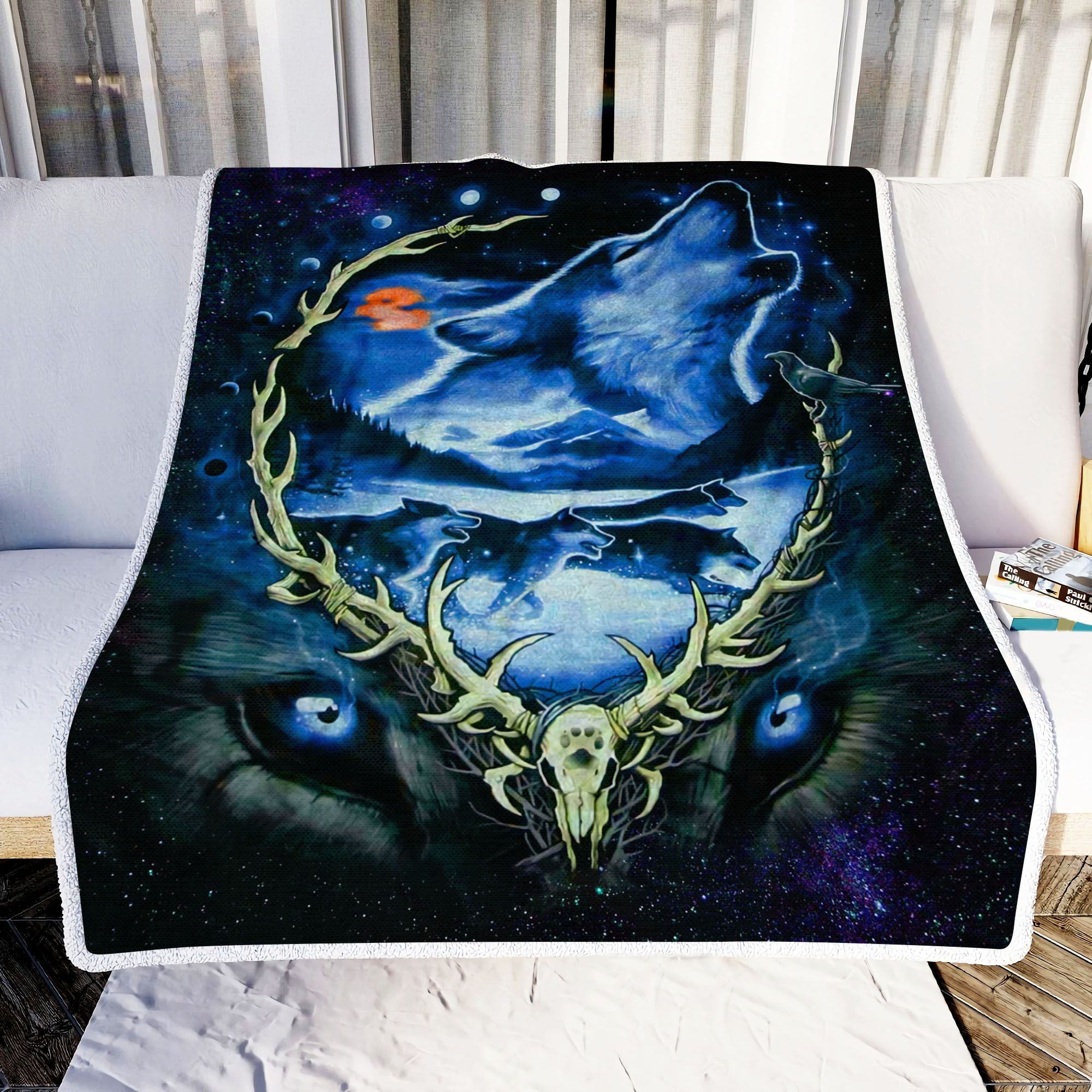 Native Wolf Fleece Blanket