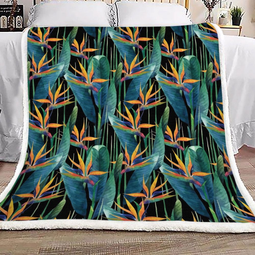 Natural Flower Bird Sherpa Fleece Blanket