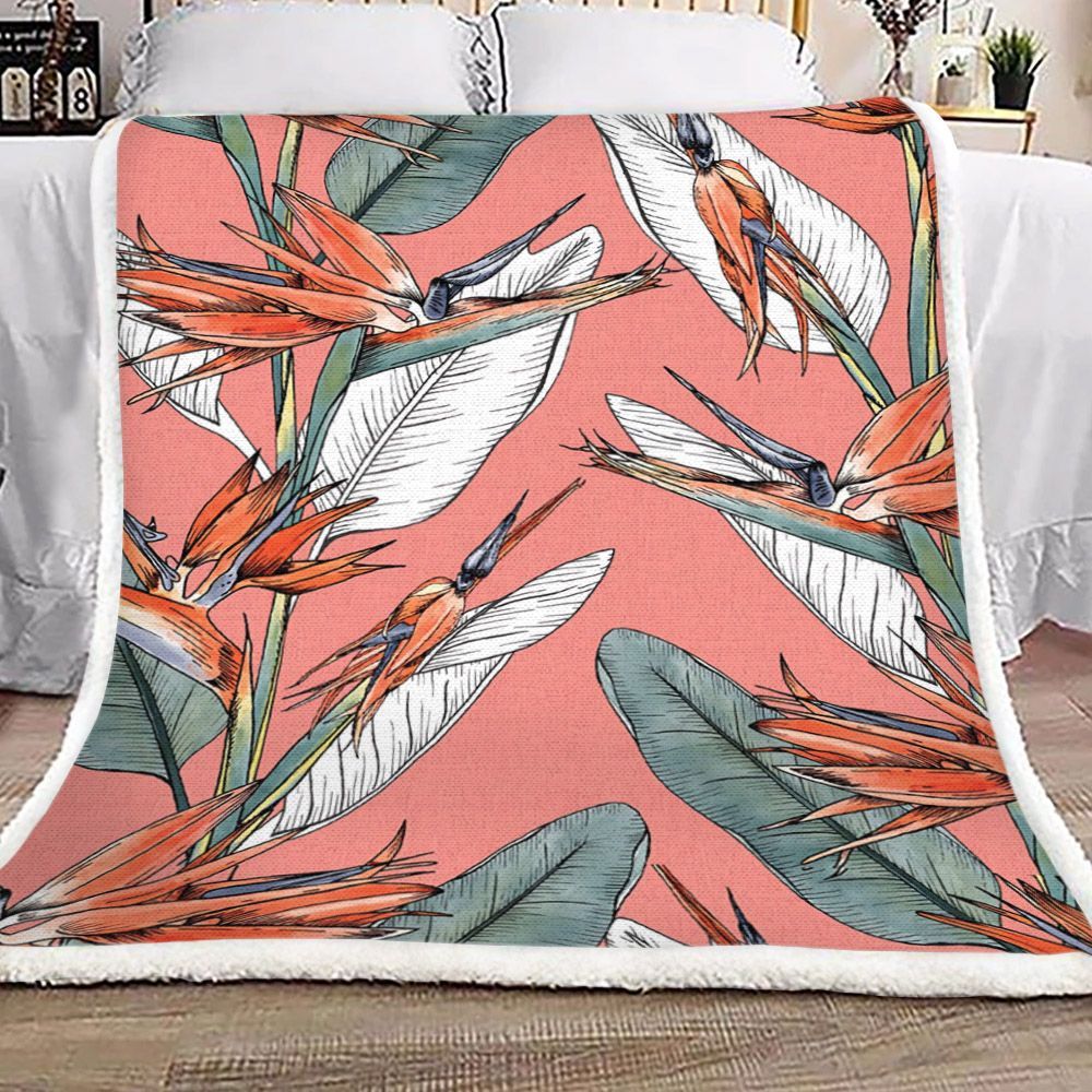 Natural Flower Bird Sherpa Fleece Blanket