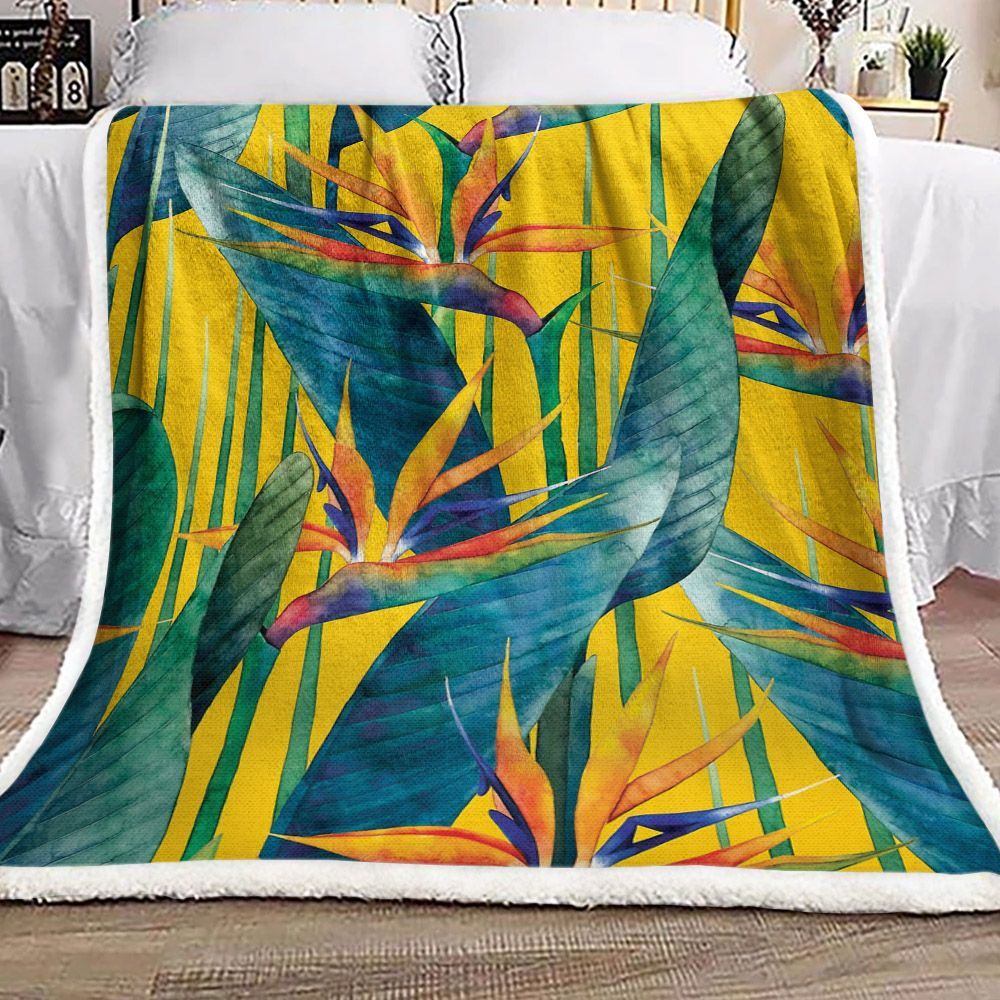 Natural Flower Bird Sherpa Fleece Blanket