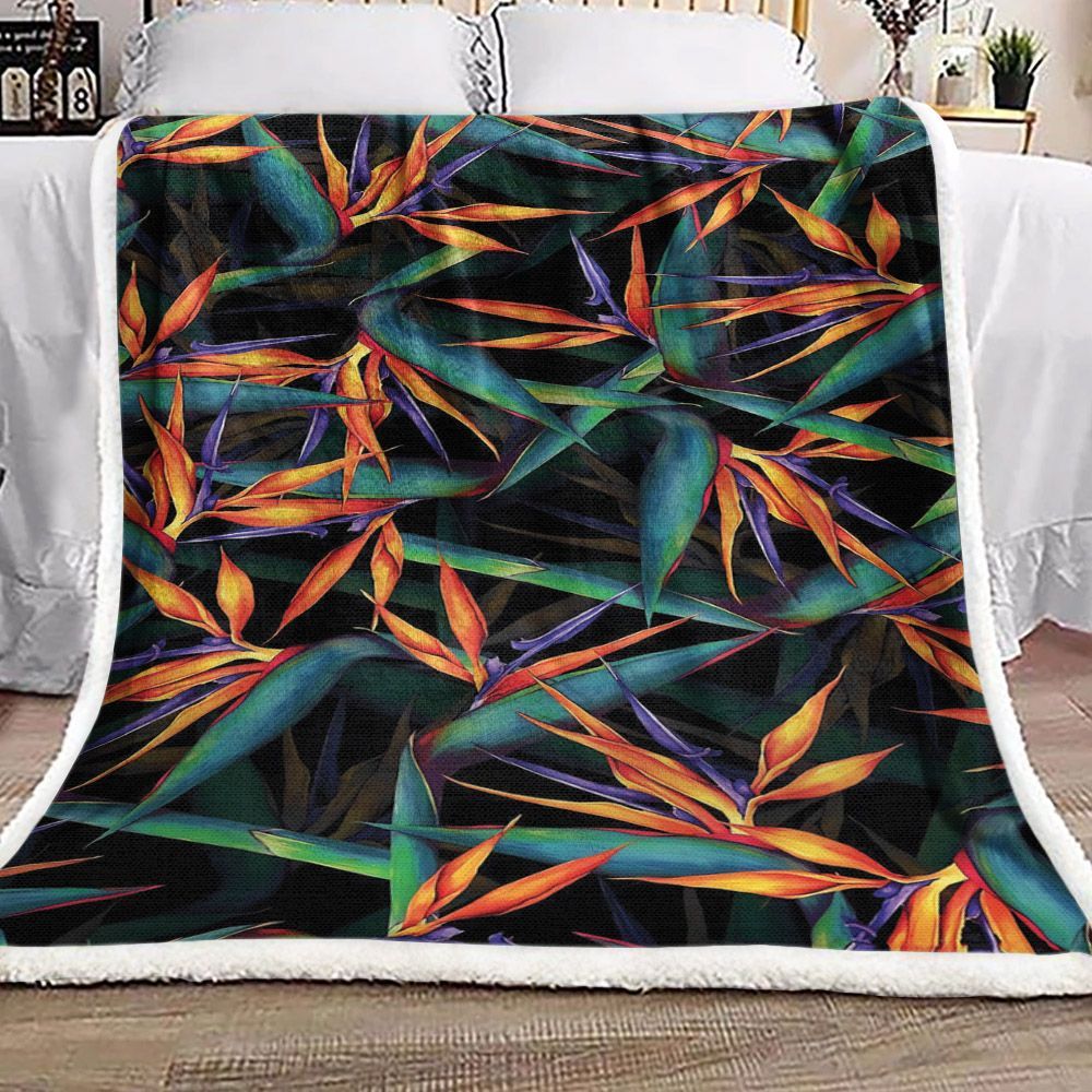 Natural Flower Bird Sherpa Fleece Blanket