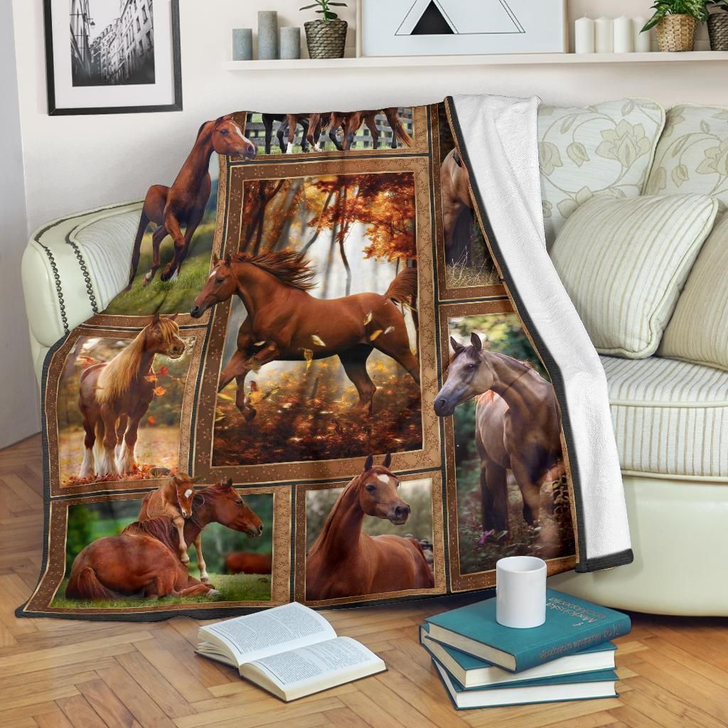 Nature Red Horse Fleece Blanket Gift For Horse Lover