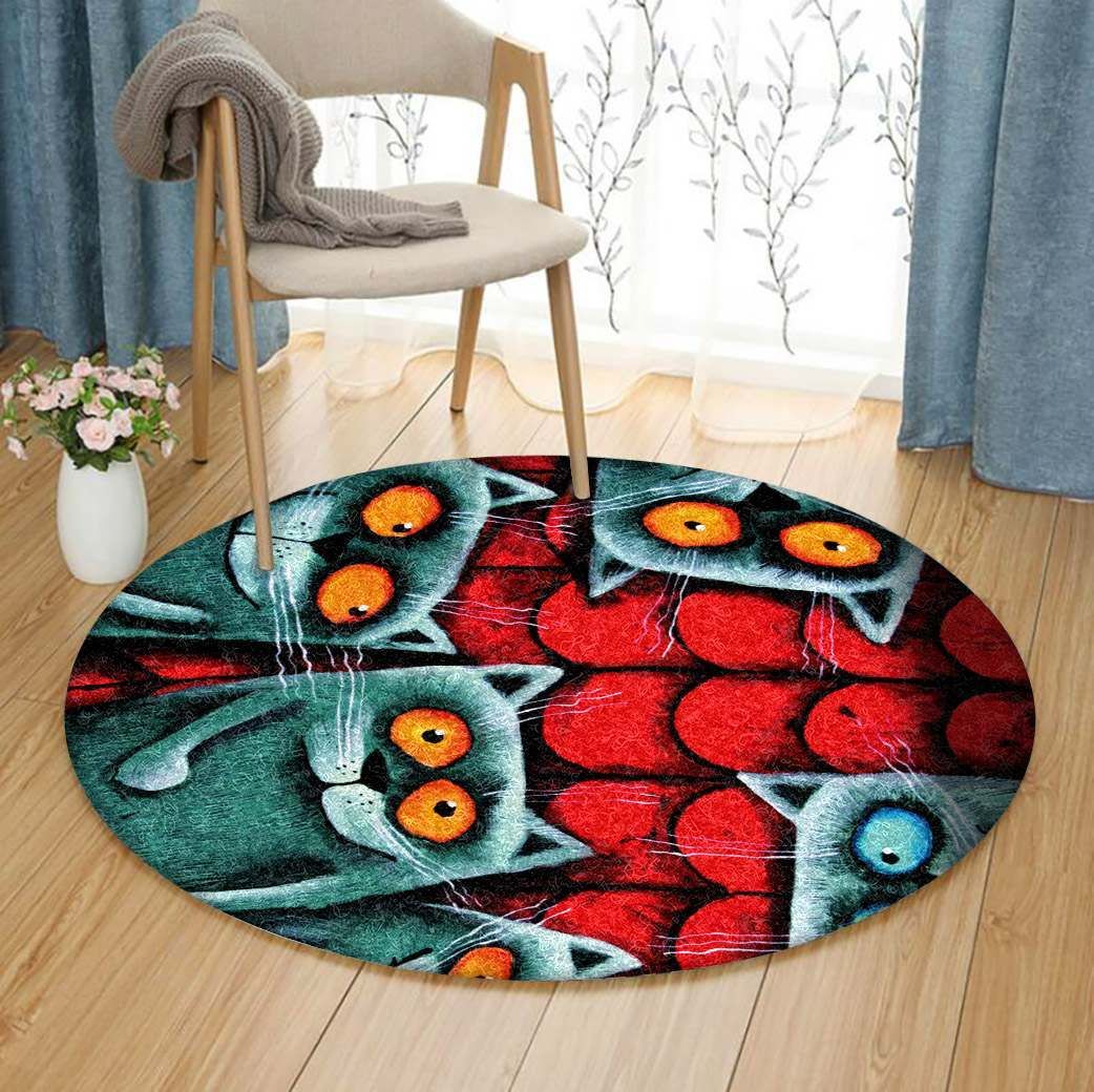 Naughty Cat Round Carpet