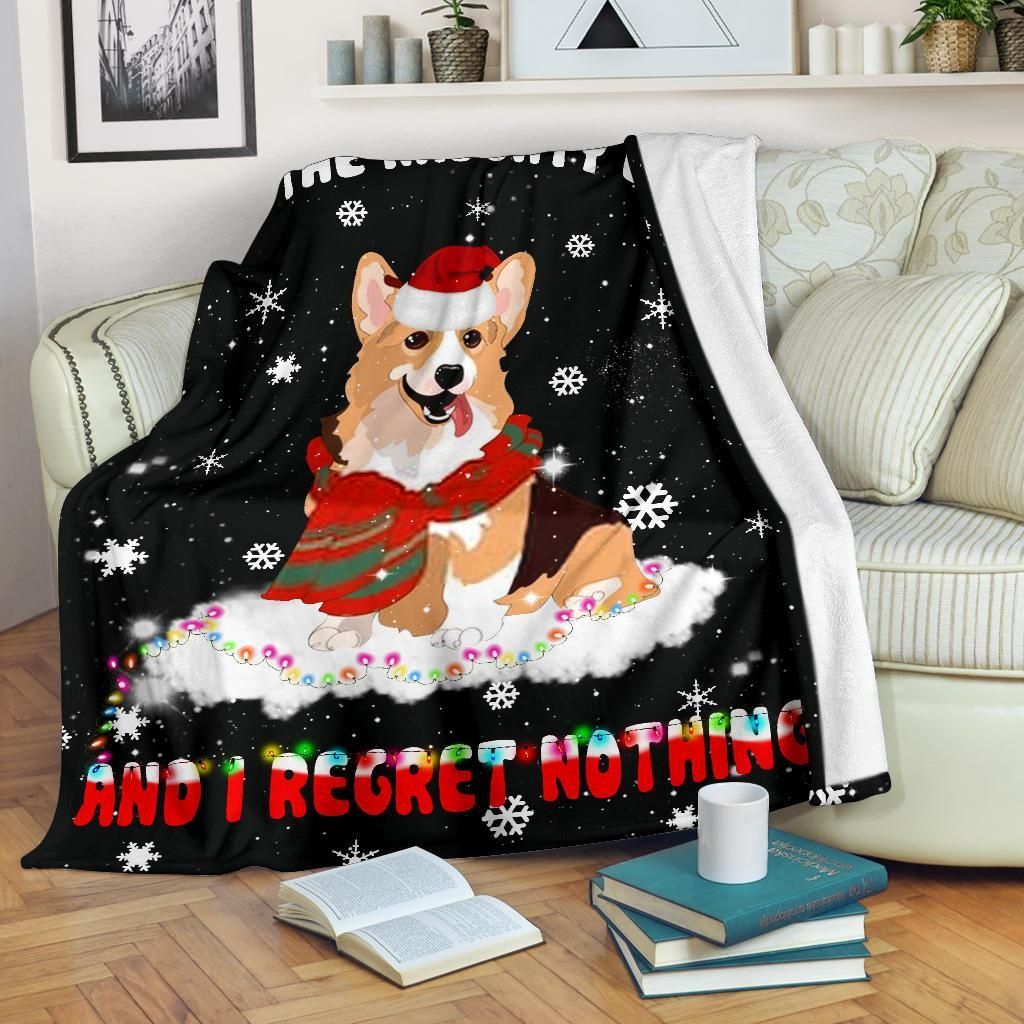 Naughty List Regret Nothing Corgi Dog Sherpa Fleece Blanket