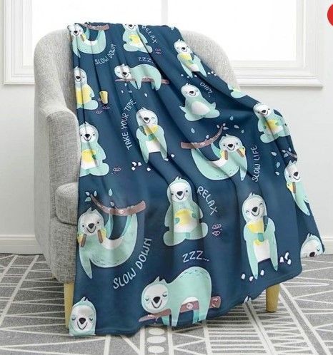 Naughty Sloth Sherpa Fleece Blanket