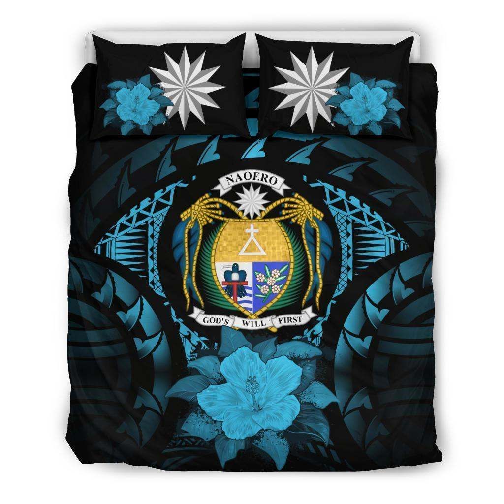 Nauru Blue Hibiscus Bedding Set