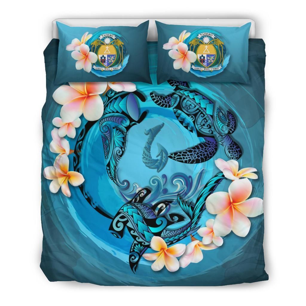 Nauru Blue Plumeria Animal Tattoo Bedding Set