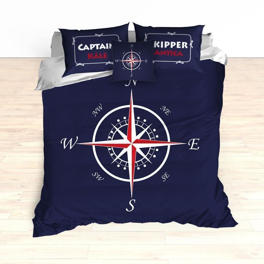 Nautical Compass Blue Bedding Set