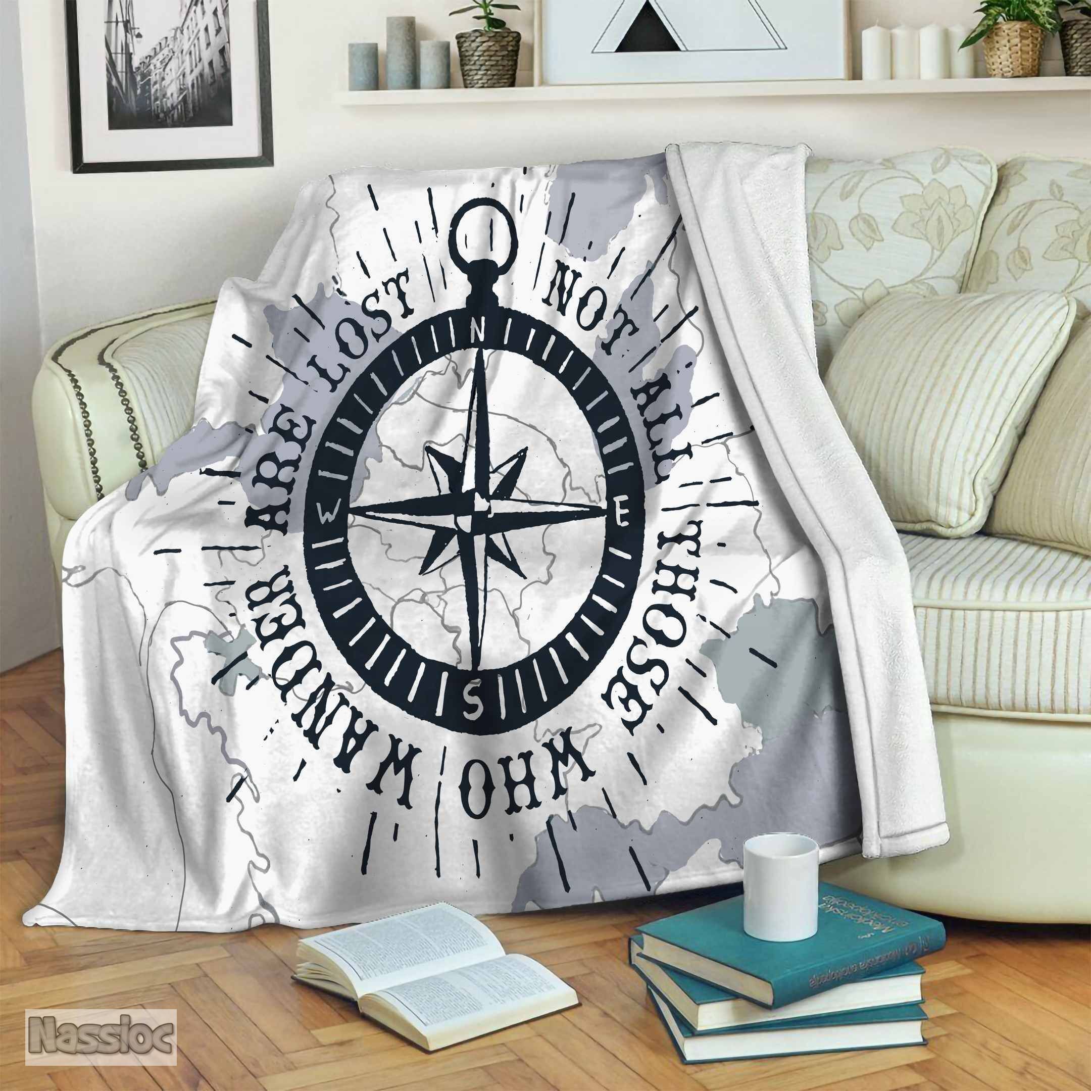 Nautical Compass Fleece Blanket