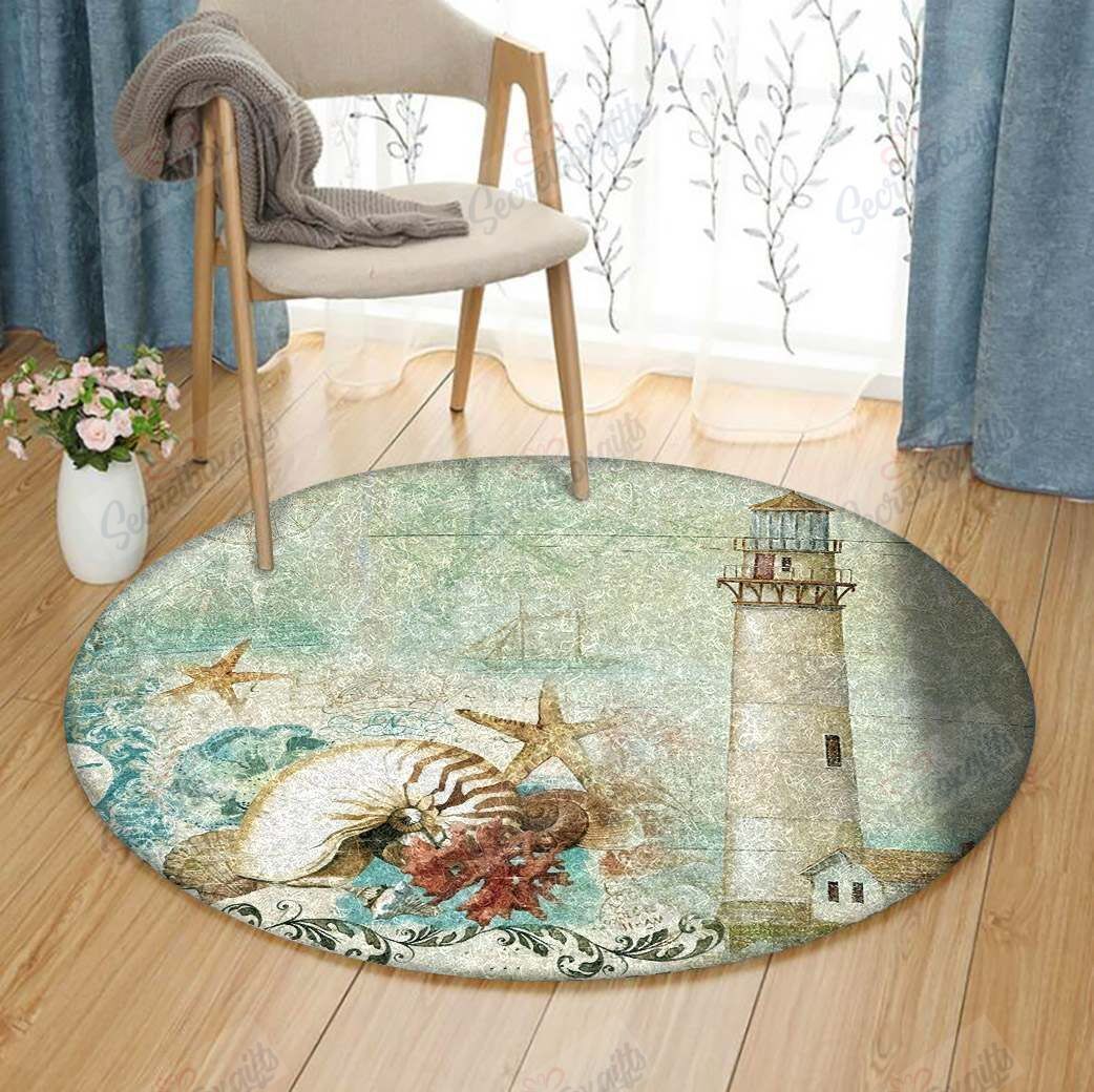 Nautical Lighthouse Round Carpet